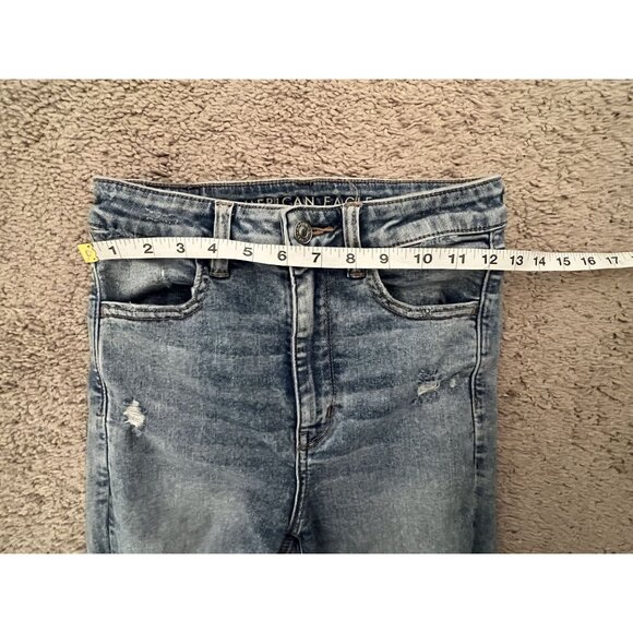 American Eagle Women's Distressed Light Wash High Rise Stretch Jegging 4 X long - Picture 13 of 15